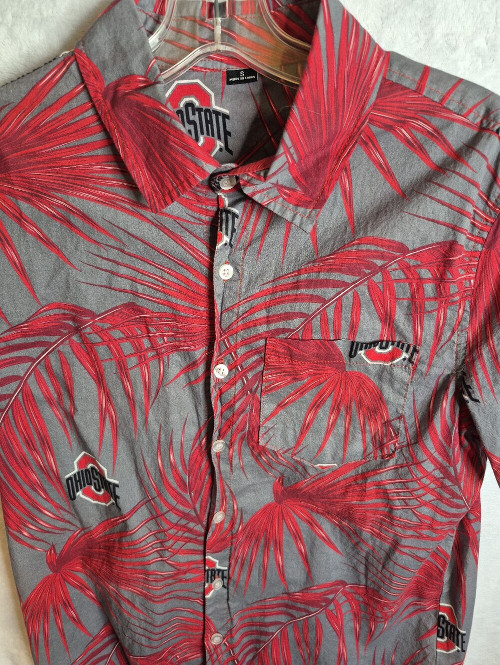 Ohio State LOGO Casual Button Front Shirt,Small